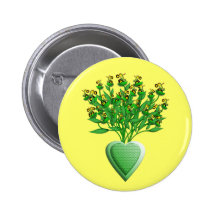 Green Tractor Bouquet Button