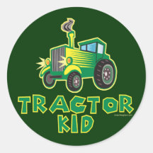 Green Tractor Kid Stickers