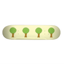 Green Tree. On cream background. Skateboard Deck