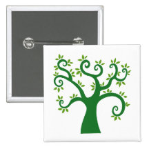 Green Tree Pinback Buttons