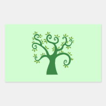 Green Tree Rectangular Stickers