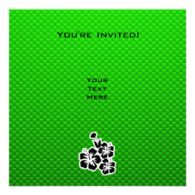 Green Tropical Flowers Invitations