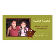 Green turkey gobble Thanksgiving photo greeting photo cards