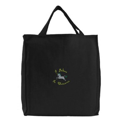 Green Unicorn Tote Embroidered Tote Bags