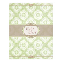 Green Victoria Damask reception card Custom Invitation
