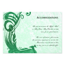 Green Vintage Peacock Accomodations Card Custom Announcements