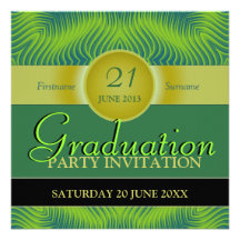 Green Waves of Prosperity Graduation Party Custom Announcement