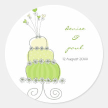 Green Wedding Cake Thank You Gift Label Sticker