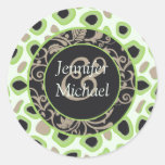 Green Wedding Favour Labels Round Stickers