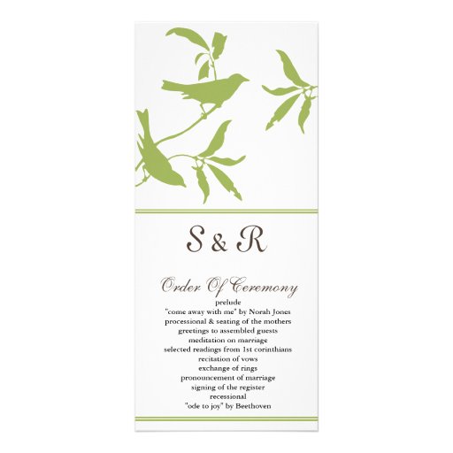 green Wedding program Personalized Rack Card