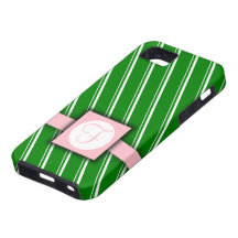 Green, White and Pink Striped Monogram Design