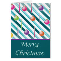 Green,White Candy Cane Christmas Ornaments Card