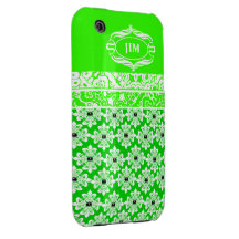 Green & White Damask Case-Mate iPhone 3G/3GS Case iPhone 3 Covers