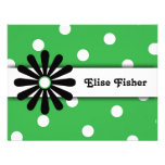 Green & White Polka Dot Note Card Personalized Invite