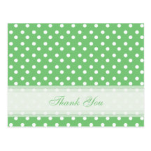 Green with White Polka Dot Thank You Cards Post Cards