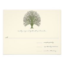 Green Wood Grain Tree Wedding Invitation