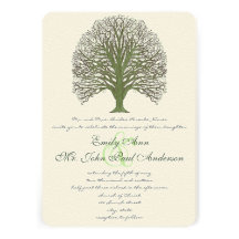 Green Wood Grain Tree Wedding Invitation