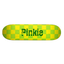 Green & Yellow Chequered Pinkie Skate Decks