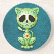 Green Zombie Sugar Kitten Beverage Coaster