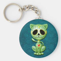 Green Zombie Sugar Kitten Keychains