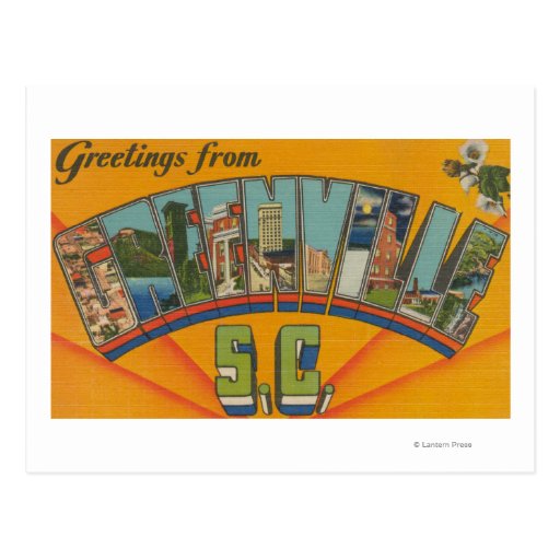 Greenville, South Carolina - Large Letter Scenes Post Cards