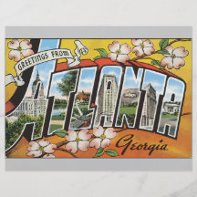 Greetings From Atlanta Georgia, Vintage Full Color Flyer