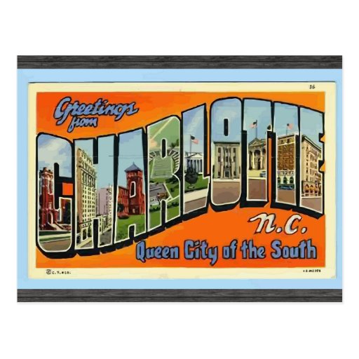 Greetings From Charlotte N.C. , Vintage Post Card