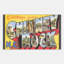 Greetings From Chimney N.C. Rock, Vintage Rectangular Sticker