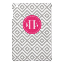 Grey and Berry Pink Custom Full Monogram Pattern