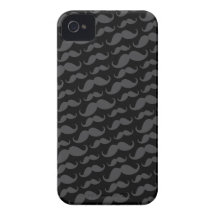 Grey and black trendy funny moustache pattern iPhone 4 case