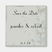 Grey and Blue Butterfly Save the Date Magnet