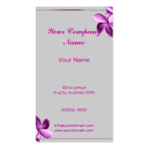 Grey and Eggplant Plumeria Business Card