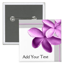 Grey and Eggplant Plumeria Pinback Button