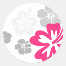 Grey and Pink Hibiscus designs Stickers