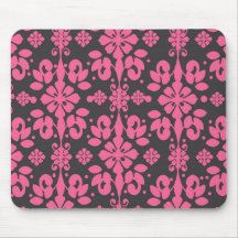 grey and pink shabby damask funky mousemat