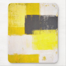 Grey and Yellow Abstract Art Mousepad