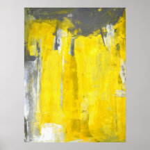 Grey and Yellow Abstract Art Poster