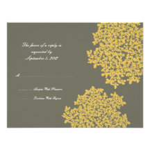 Grey and Yellow Floral Wedding RSVP Personalized Invitation