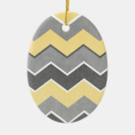 Grey and Yellow Zig Zag Pattern Christmas Tree Ornaments