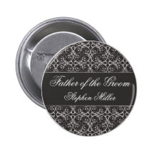 Grey Berry Cluster Wedding Party Button