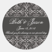 Grey Berry Cluster Wedding Thank You Stickers stickers