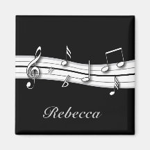Grey black and white musical notes score fridge magnets