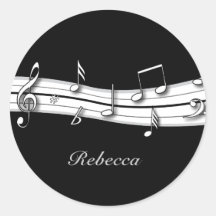 Grey black and white musical notes score sticker