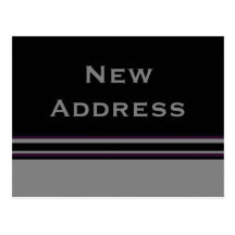 grey black stripes New Address Post Card