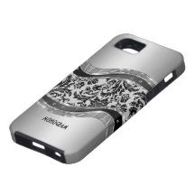 Grey Brushed Aluminium Look & DamasksPattern