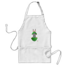 Grey Bunny Green Christmas Ornament Merry Christma Aprons