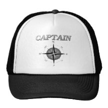 Grey Captain with Compass Rose Trucker Hats