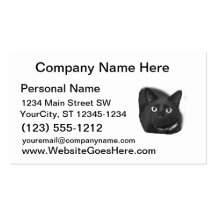 Grey Cat Big Eyes BW Picture Business Cards