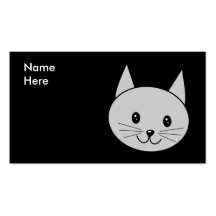 Grey Cat Cartoon. Business Card