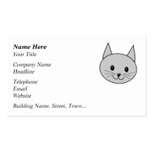 Grey Cat Cartoon. Business Card